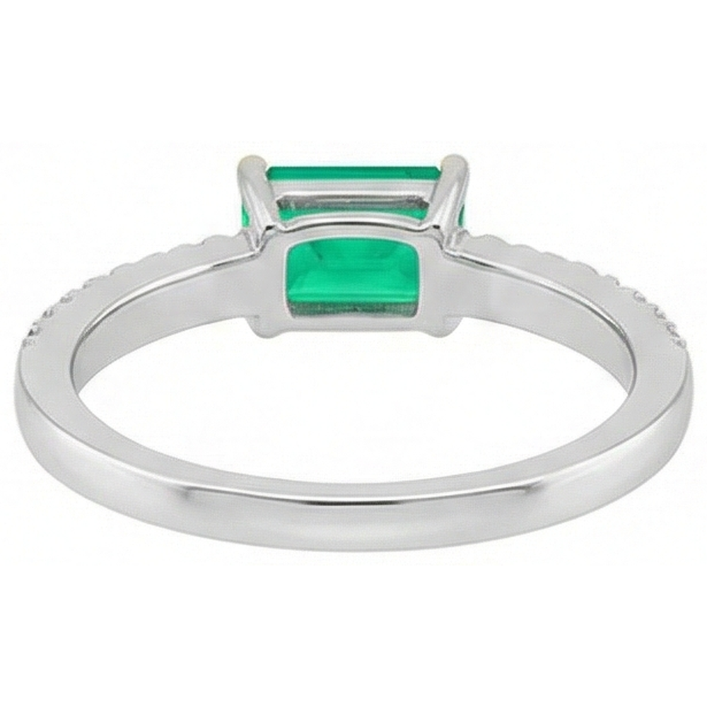 Colombian Emerald Colored Stone Ring 1-ct 14K Two Tone Gold – back view