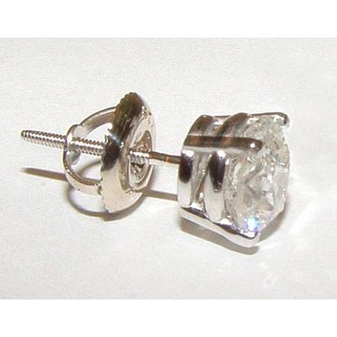 Single 1.50 Carat Real Diamond Stud Men Earring Gold White