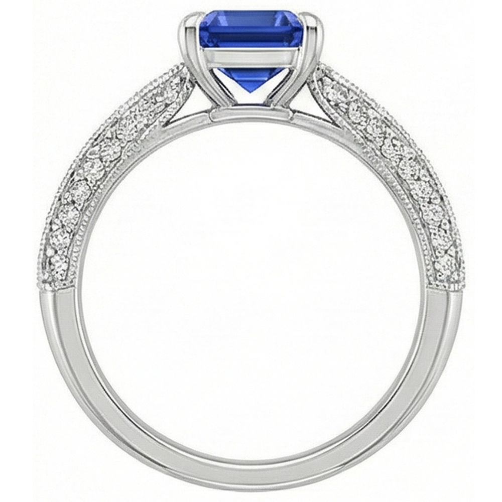 natural emerald sapphire 4ct ring on white background