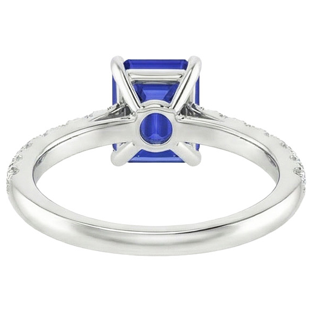 Solitaire Accents Ring Sri Lankan Sapphire & Natural Earth Mined Diamond ( Not Lab Grown ) 4.25 Carats
