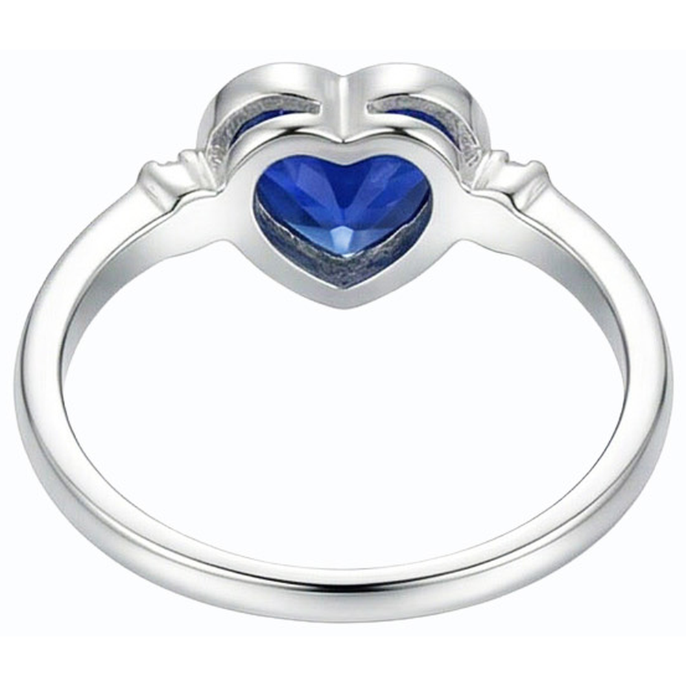 Solitaire Bezel Set Heart Natural Blue Sapphire Ring 2 Carats