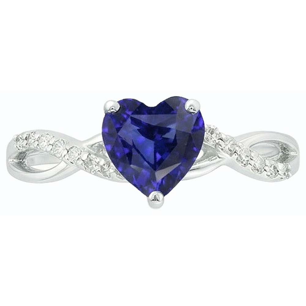 natural round sapphire 2ct ring on white background