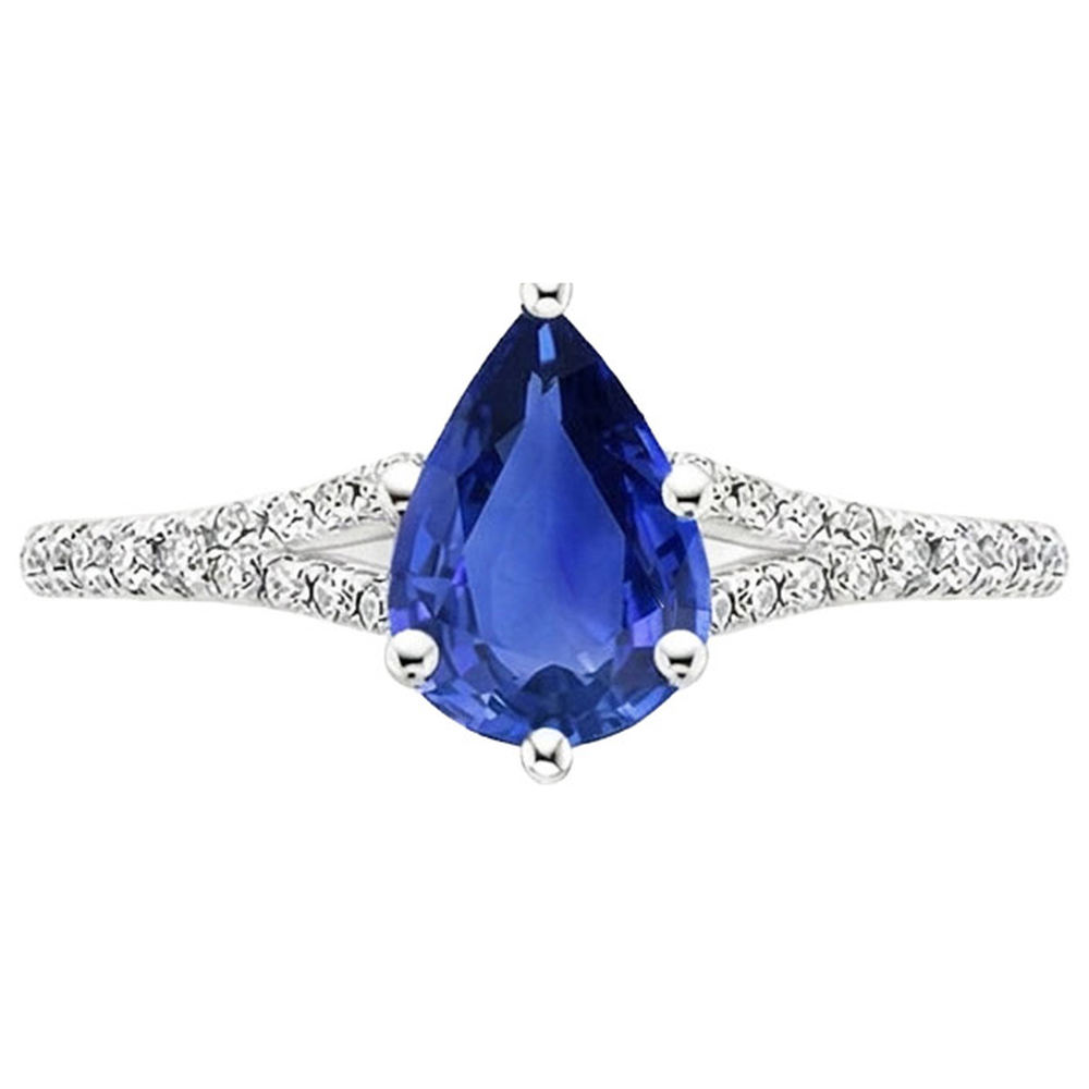 natural round sapphire 3.25ct ring profile view