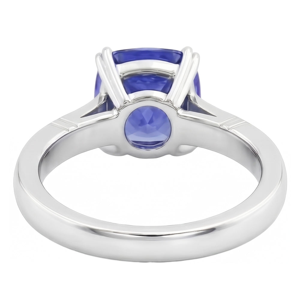 natural cushion sapphire 2ct ring profile view