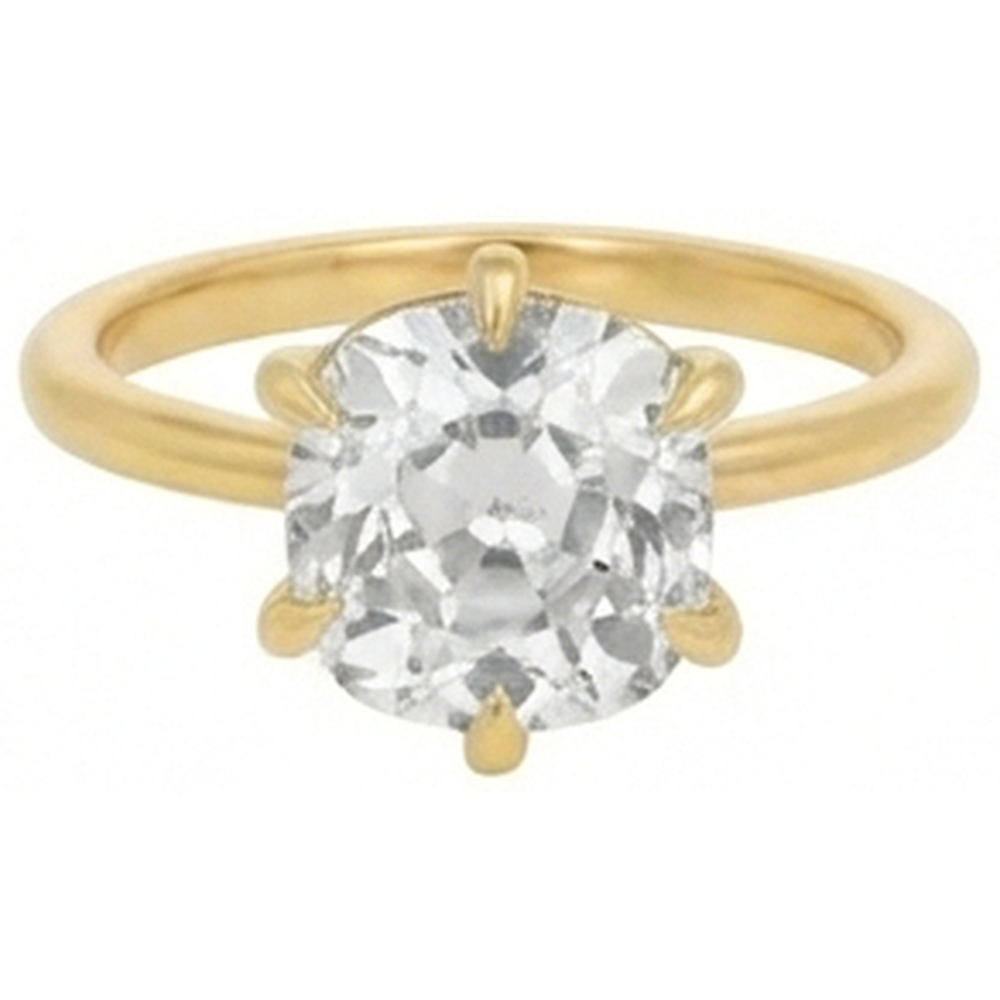 Solitaire Cushion Old Mine Cut Real Natural Earth Mined Diamond ( Not Lab Grown ) Ring 3.50 Carats Ladies Jewelry