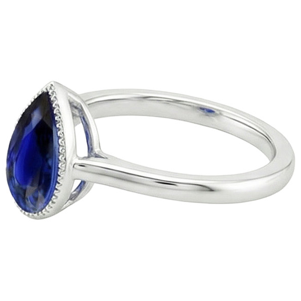natural pear sapphire 2.50ct watch on white background