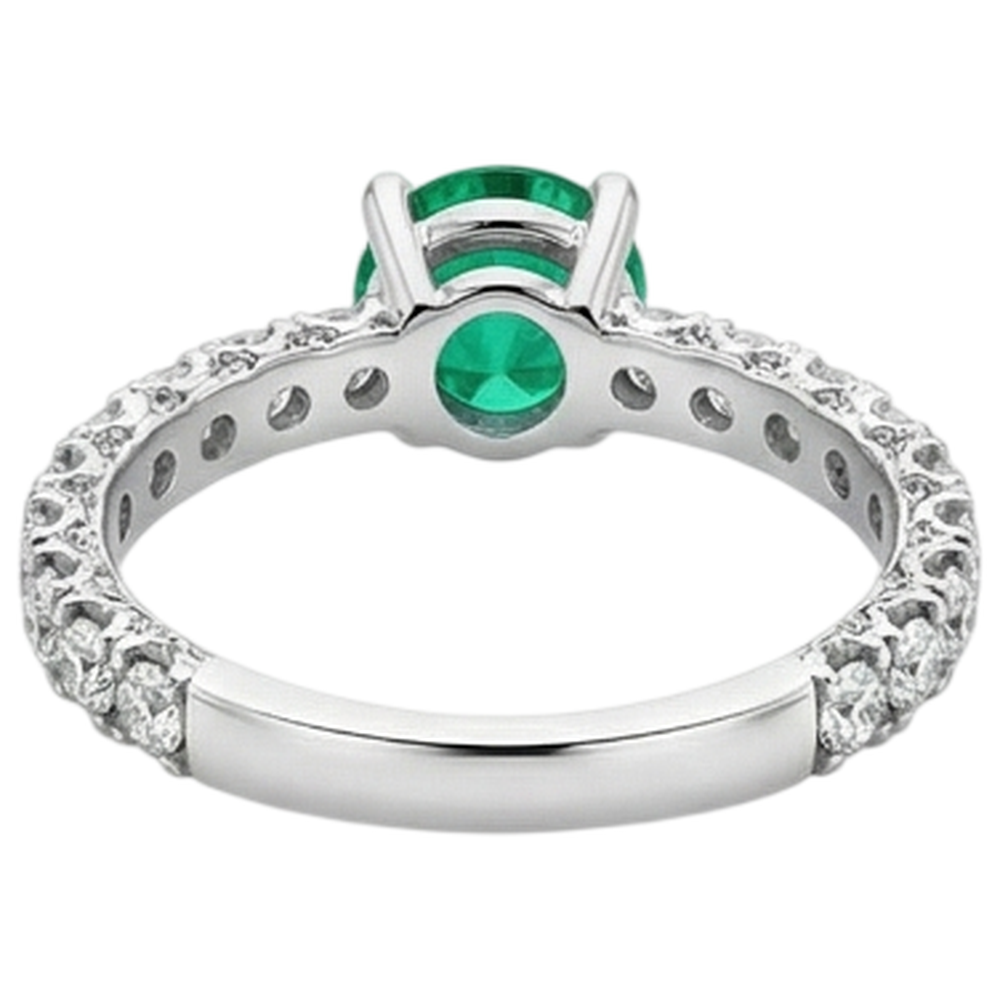 Real Colombian Emerald Precious Stone Ring – top view