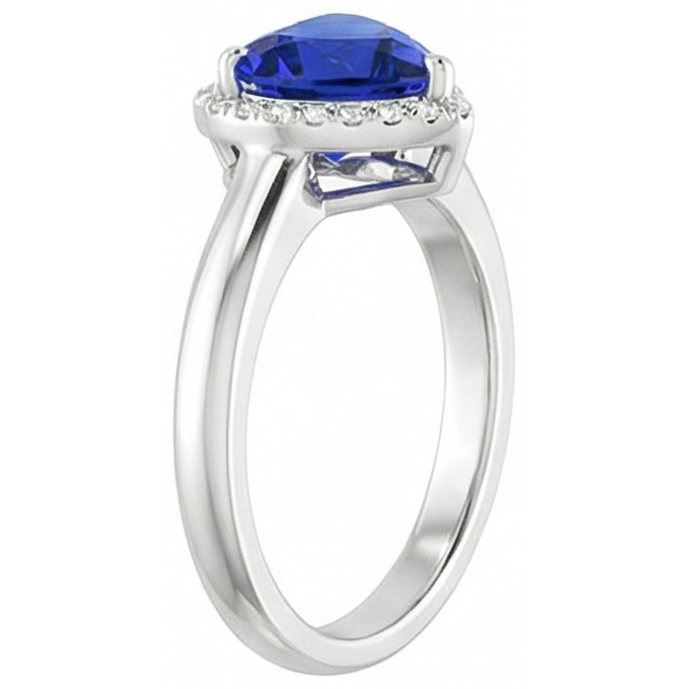 natural heart sapphire 2.50ct ring on white background