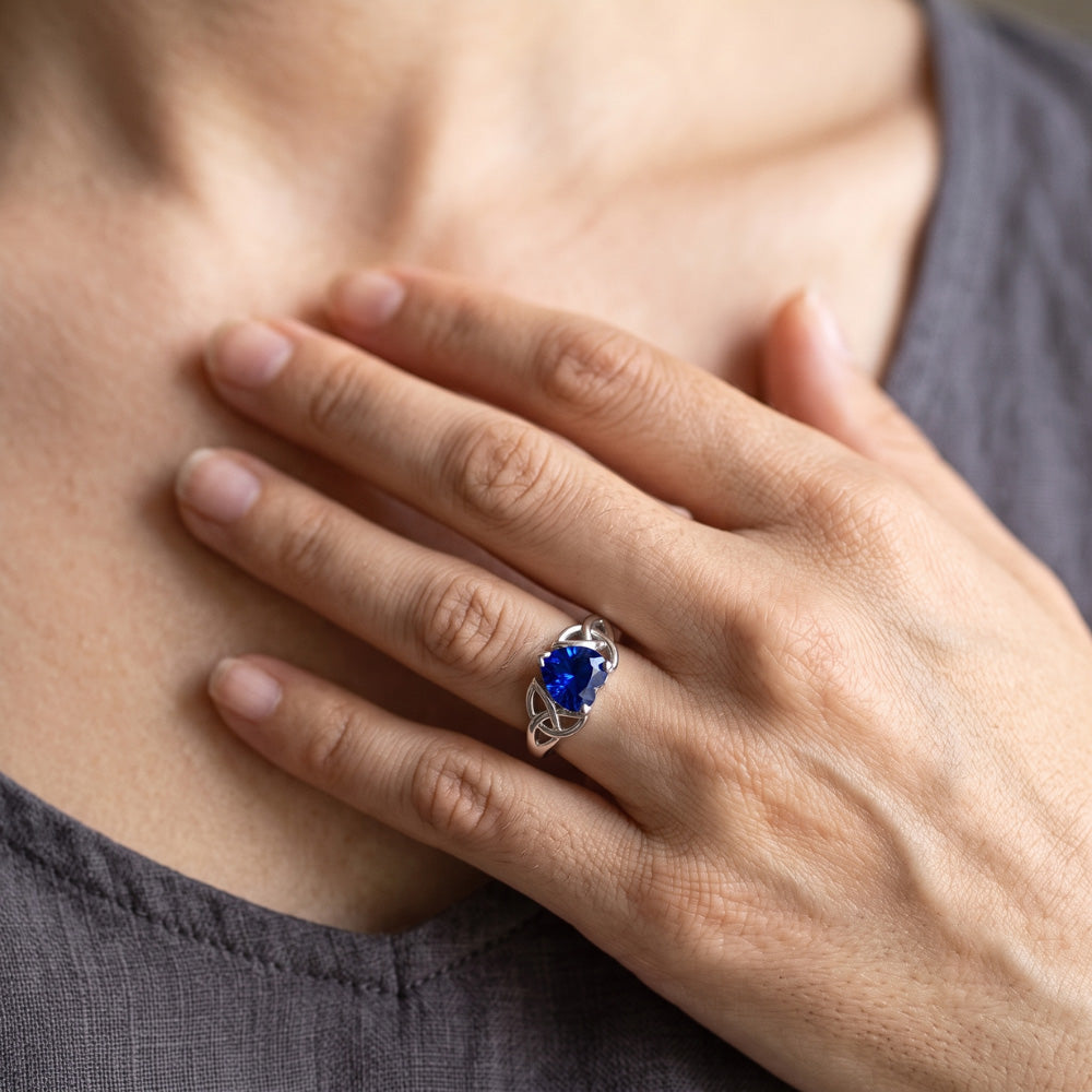 Solitaire Heart Cut Ring Vintage Style Sri Lankan Sapphire 2 Carats