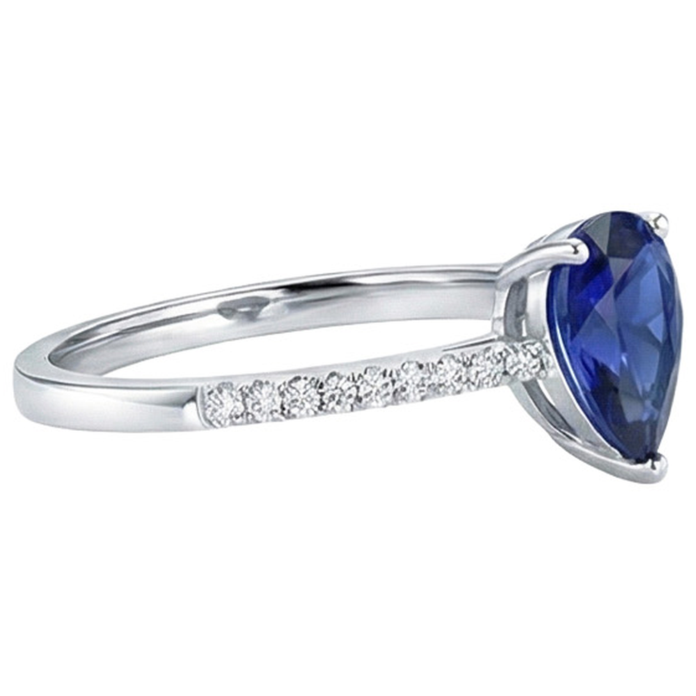 natural round sapphire 2.50ct ring profile view