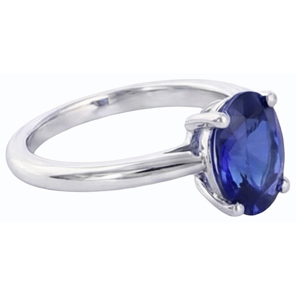 Solitaire Oval Gemstone Ring Prong Set Natural Blue Sapphire 1 Carat