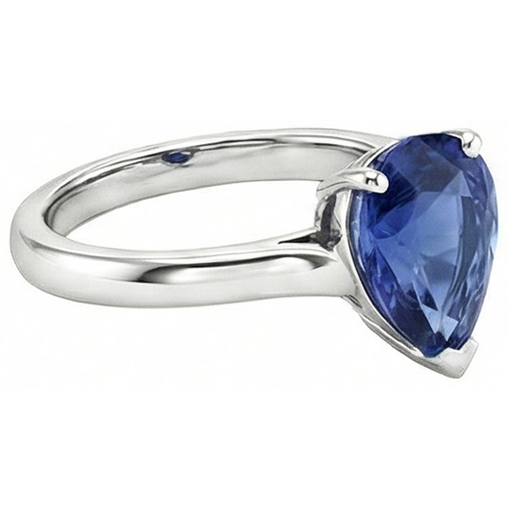 natural pear sapphire 2ct ring profile view