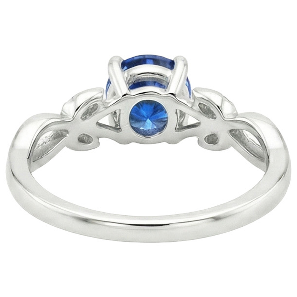 natural round sapphire 2ct ring on white background