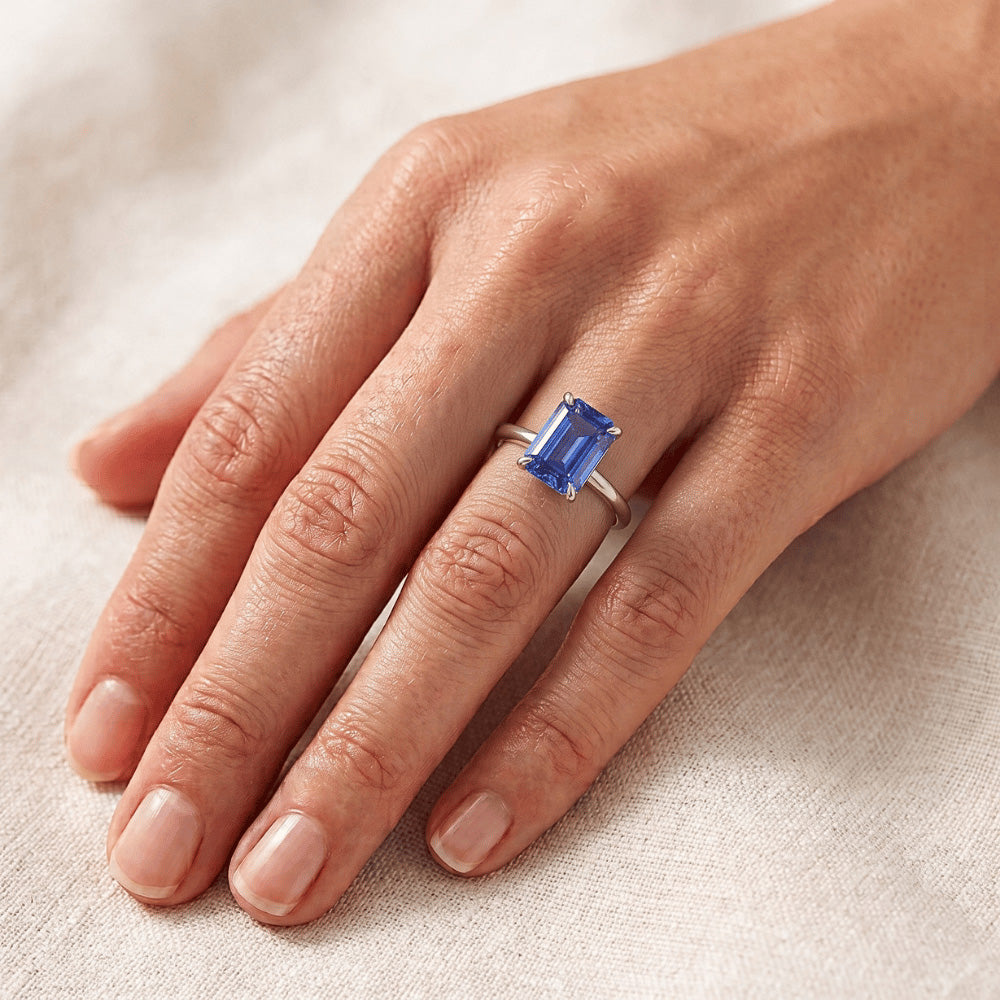 Solitaire Ring Radiant Sri Lankan Sapphire 3 Carats