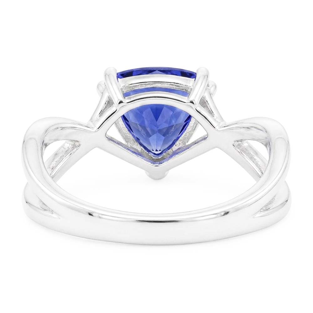 Solitaire Ring Trillion Natural Blue Sapphire Split Shank 2 Carats