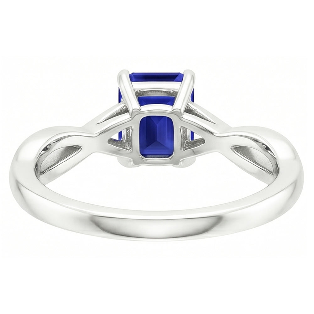 Solitaire Ring White Gold 14K Emerald Blue Sapphire 3 Carats