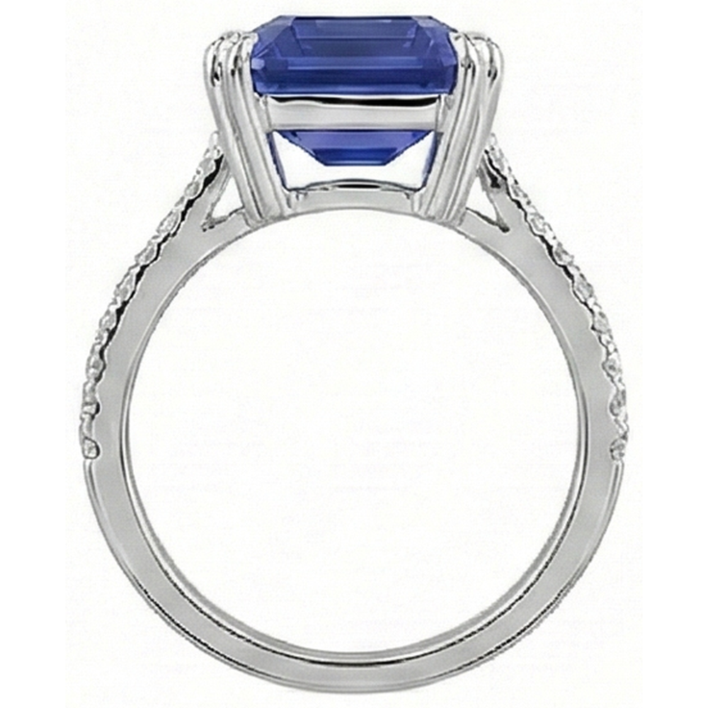 Solitaire Ring With Accents Ceylon Sapphire & Natural Earth Mined Diamond ( Not Lab Grown )s 3 Carats
