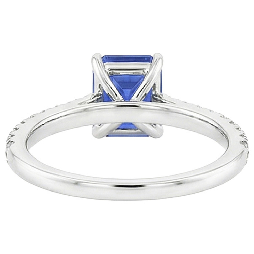 Solitaire Ring With Accents Emerald Ceylon Sapphire & Natural Earth Mined Diamond ( Not Lab Grown ) 4 Carats