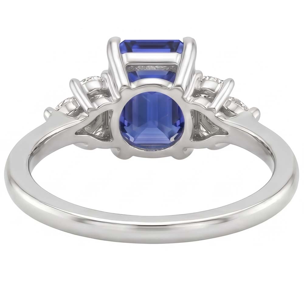 Solitaire Ring with Accents Sri Lankan Sapphire & Pear Stone 4 Carats