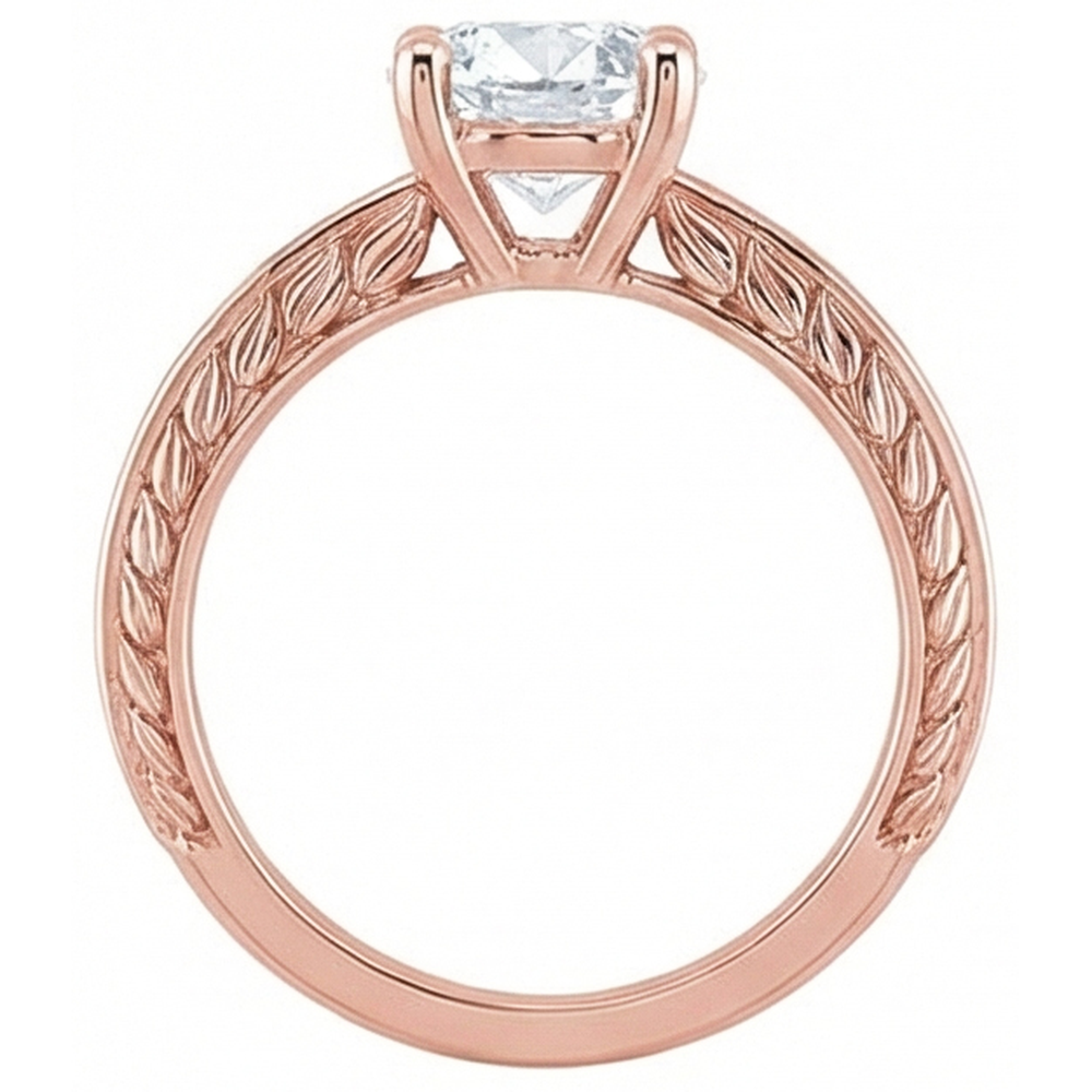 Solitaire Round Old Mine Cut Real Natural Earth Mined Diamond ( Not Lab Grown ) Ring 3 Carats Rose Gold 14K