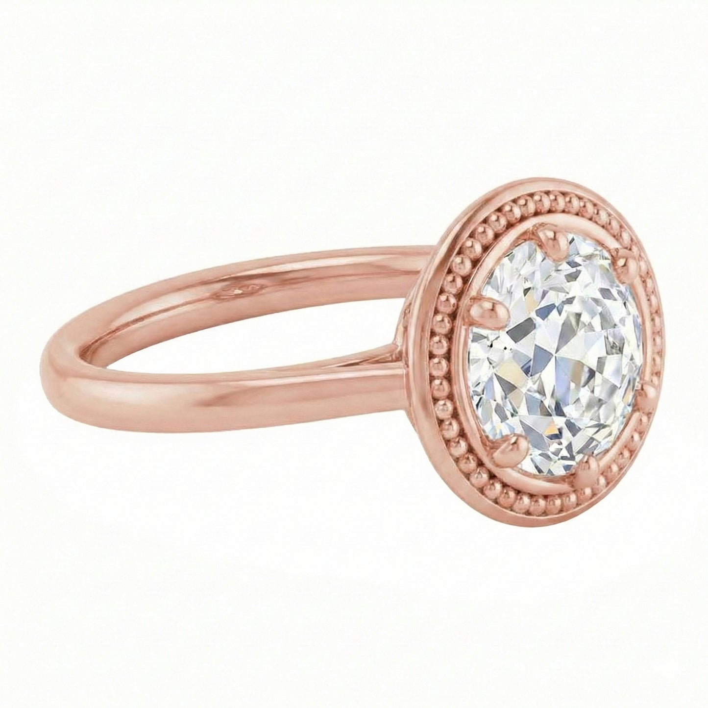 Solitaire Round Old Mine Cut Real Natural Earth Mined Diamond ( Not Lab Grown ) Ring 2.50 Carats Milgrain Shank