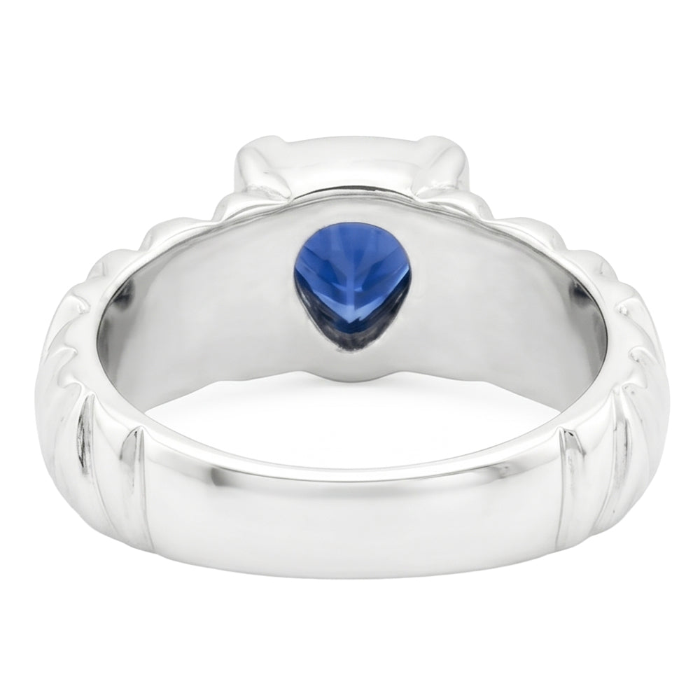 Solitaire Trillion Ring V Prong Blue Sapphire Vintage Style 1 Carat
