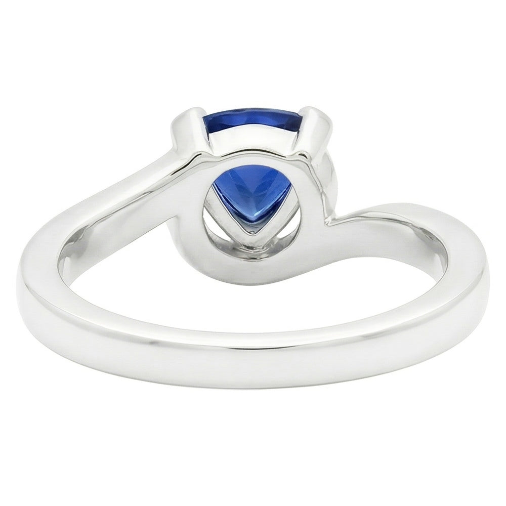 Solitaire Trillion V Prong Blue Sapphire Ring 0.50 Carats