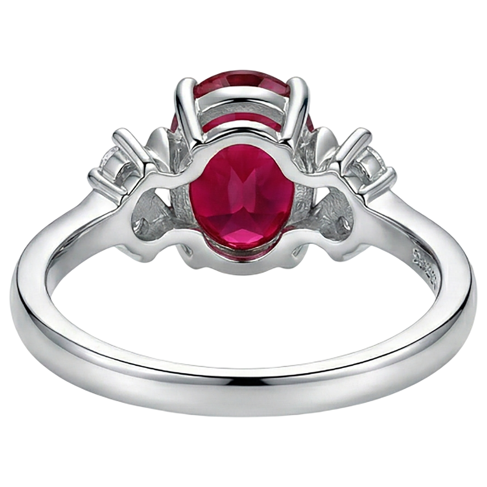 Solitaire With Accent 1.70 Ct. Ruby And Natural Earth Mined Diamond ( Not Lab Grown ) s Ring White Gold 14K