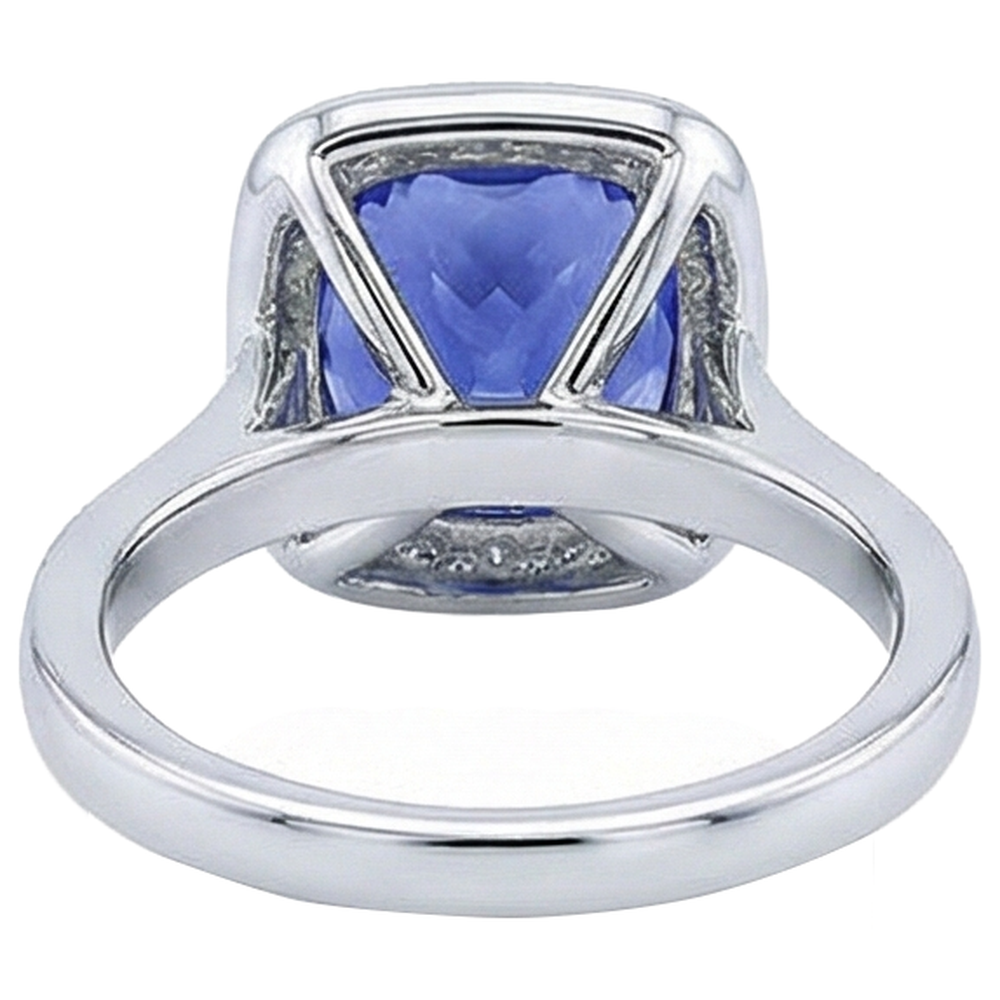 natural round tanzanite 18ct ring with diamond accents