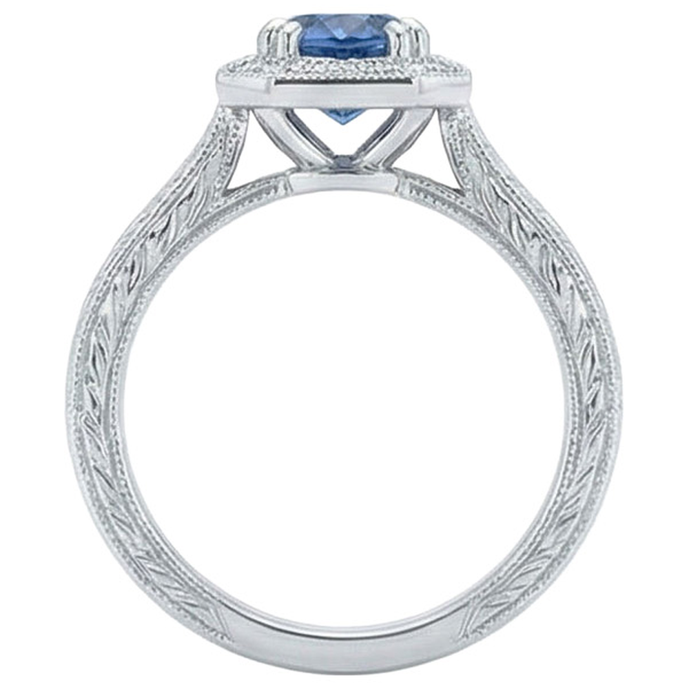 Solitaire With Accent 3.75 Ct Sapphire And Natural Earth Mined Diamond ( Not Lab Grown )s Ring White Gold