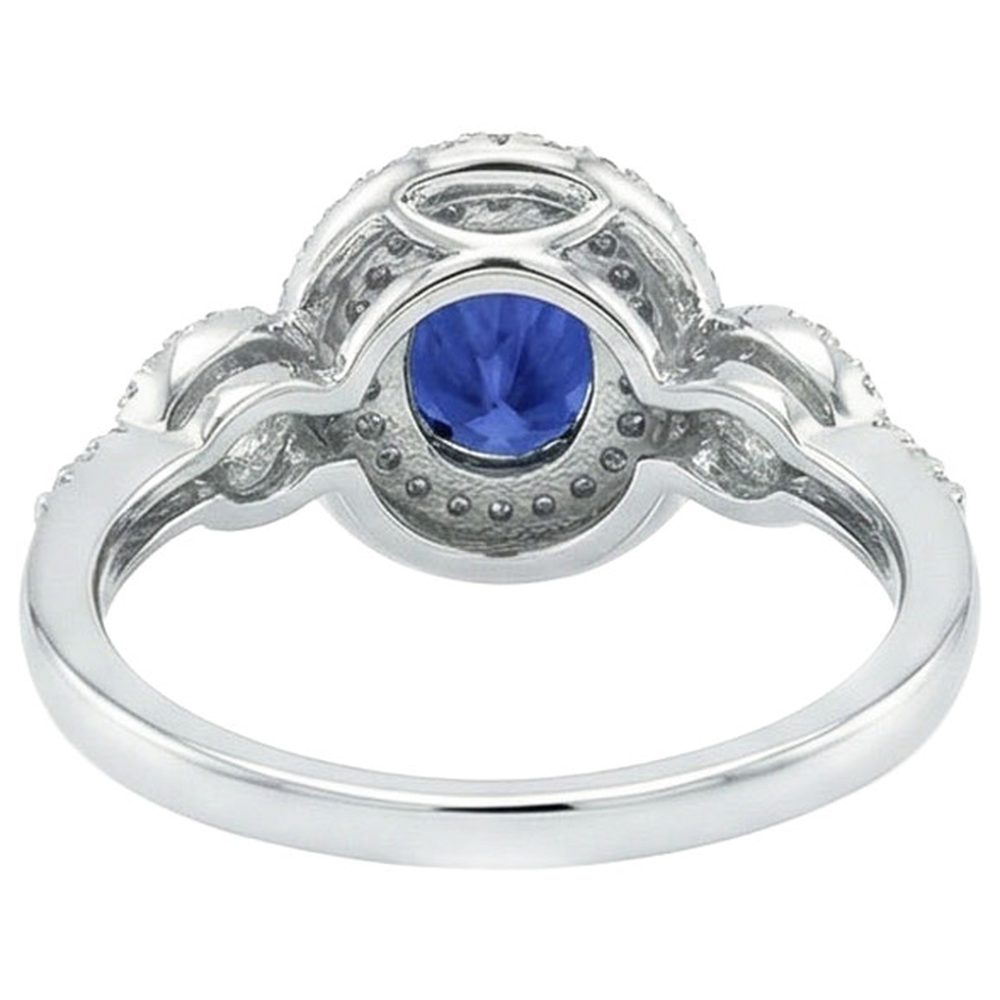 Solitaire With Accents Sapphire Natural Earth Mined Diamond ( Not Lab Grown ) Ring 3.25 Carats WG 14K