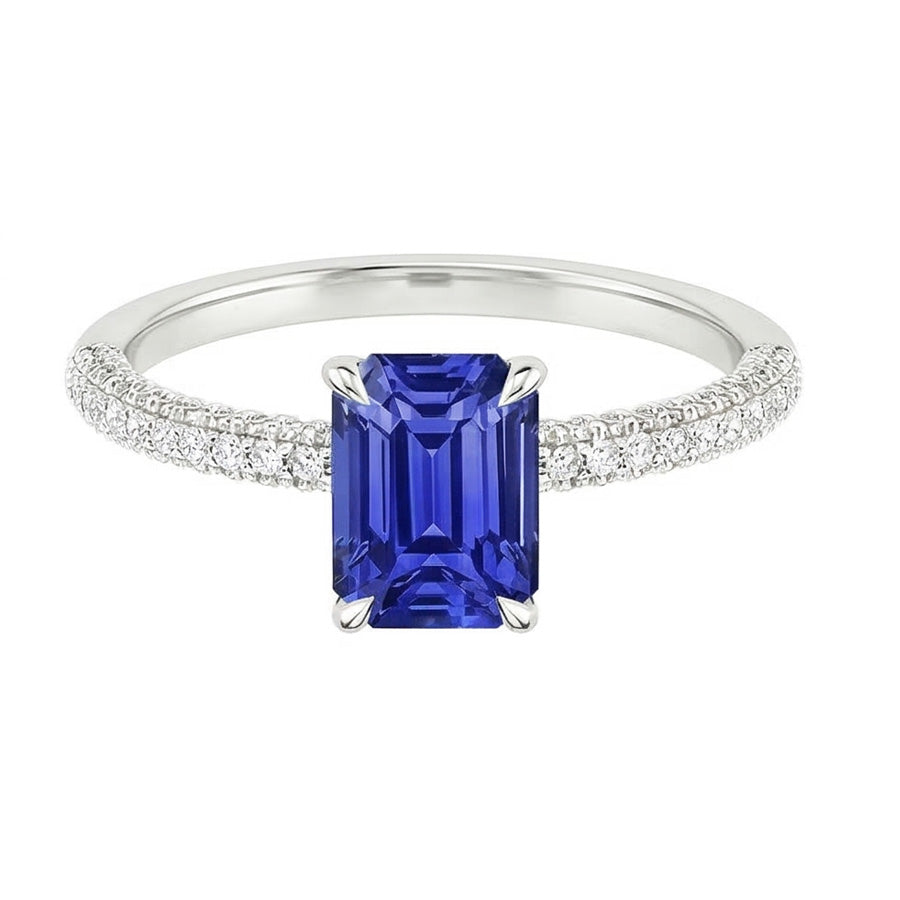 natural emerald sapphire 4ct ring profile view