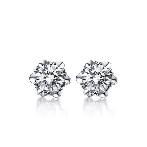 Solitaire 2.00 Carats Genuine Diamonds Ladies Studs Earrings 14K White Gold