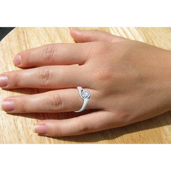 Solitaire Bezel Set 1.25 Carat Natural Diamond Engagement Ring