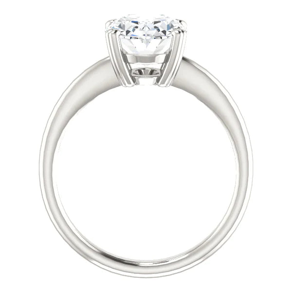 Solitaire Engagement Ring 4 Carats Real Diamond Oval Prong Setting White Gold 14K