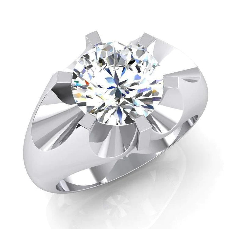 Solitaire Genuine Diamond Men Ring Big 3.01 Carat