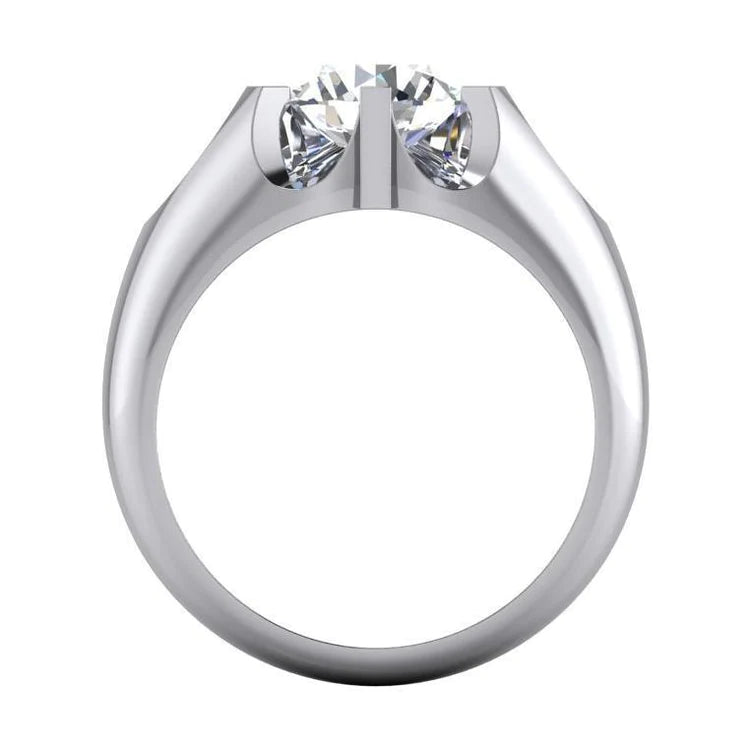 Solitaire Genuine Diamond Men Ring Big White Gold