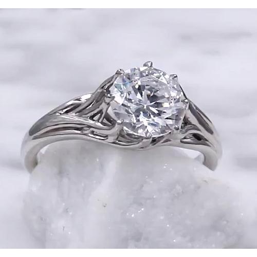 Solitaire Natural Diamond Ring 2 Carats Trellis Setting