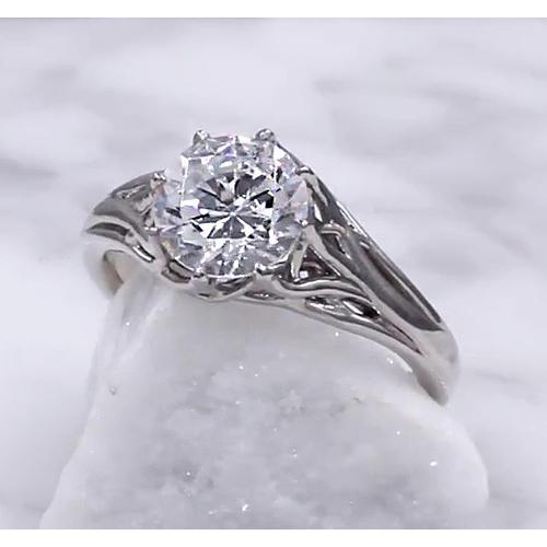 Solitaire Natural Diamond Ring 2 Carats Trellis Setting