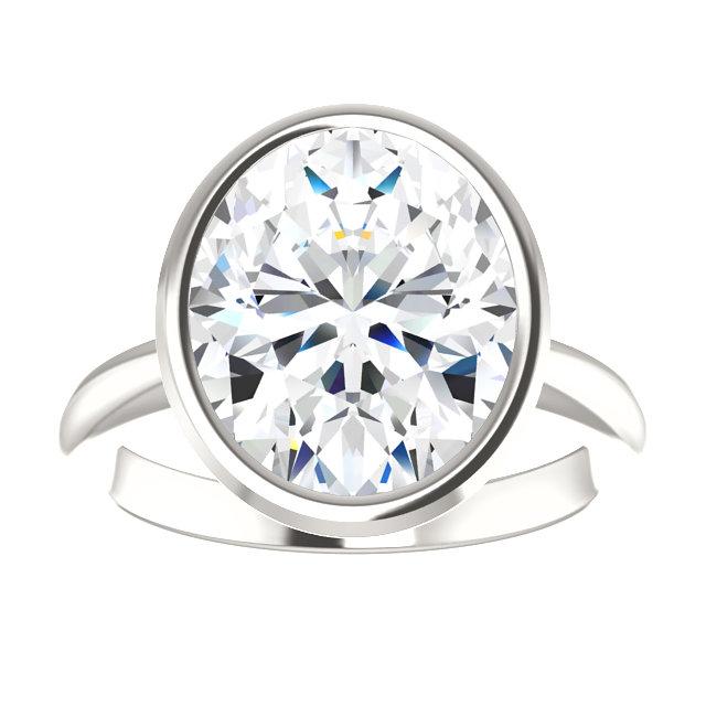 Solitaire Natural Diamond Ring 4 Carats Oval Bezel Setting White Gold