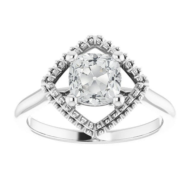 Solitaire Old Cut Real Cushion Diamond Ring Kite Style Jewelry 5 Carats