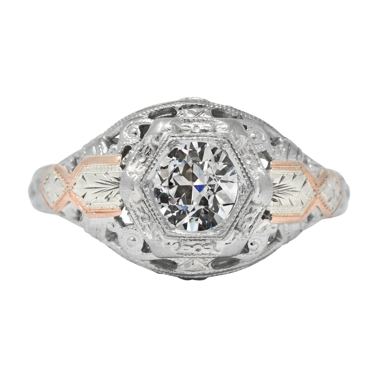 Solitaire Old Cut Real Diamond Fancy Ring Bezel Antique Style 2 Carats