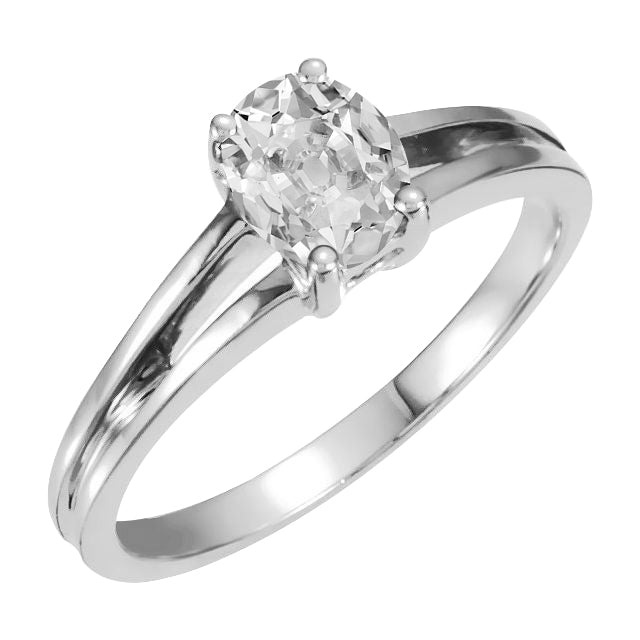 Old Mine Cut Fine Diamond ring in 14K White Gold – main view