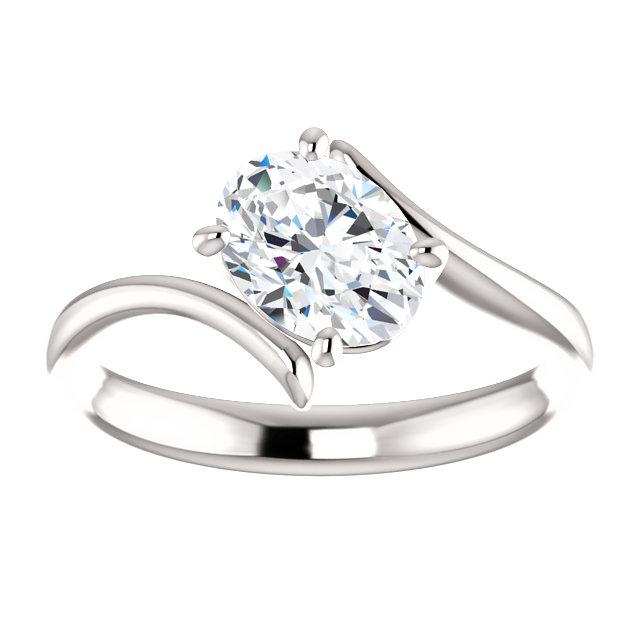 Solitaire Oval Genuine Diamond Engagement Ring 1.25 Carats