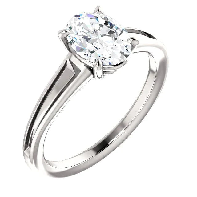 Solitaire Real Diamond Engagement Ring 3.50 Carats 4 Prongs Oval Cut