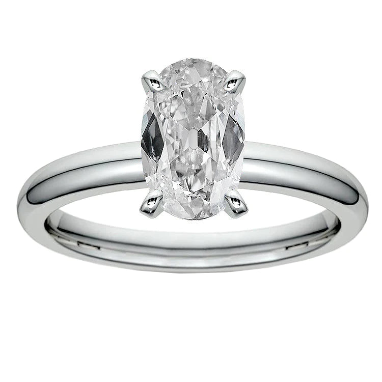 Solitaire Ring Oval Old Miner Real Diamond 5.50 Carats Gold Ladies Jewelry