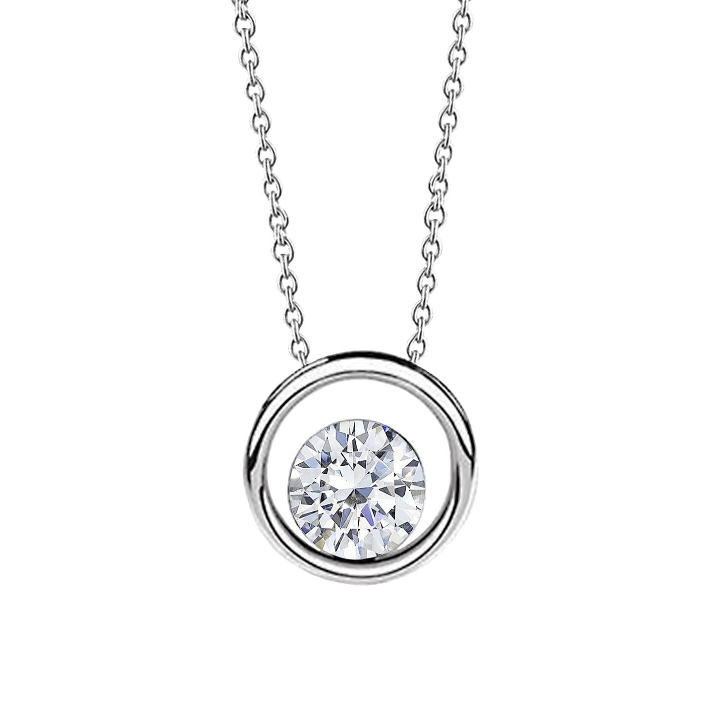 Solitaire Round Cut Real F Vs1 Diamond Pendant Necklace 1.25 Carat WG 14K