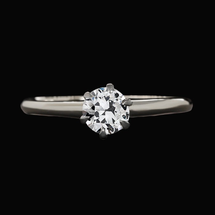 Solitaire Round Real Old Cut Diamond Ring 6 Prong Set 1.50 Carats Gold - Solitaire Ring-harrychadent.ca