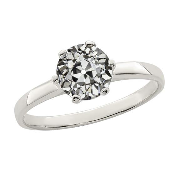 natural round diamond 2ct ring front view