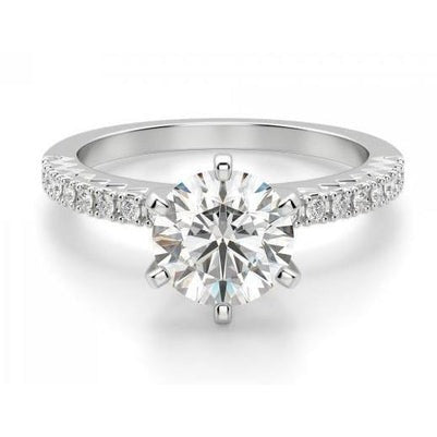 Solitaire With Accents 3.20 Carats Natural Diamond Engagement Ring